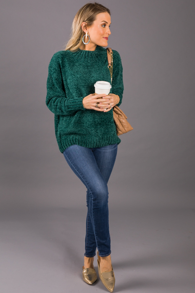 Emma Chenille Sweater, Green