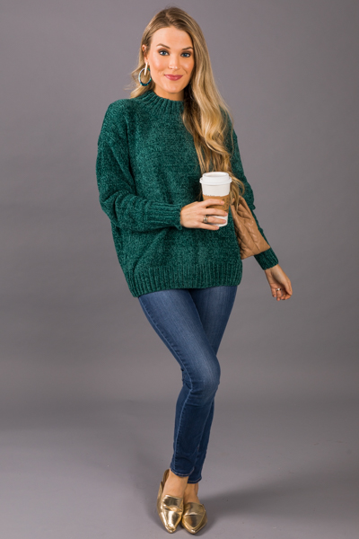Emma Chenille Sweater, Green