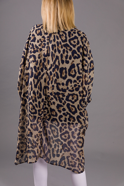 Leopard Dolman Kimono, Navy