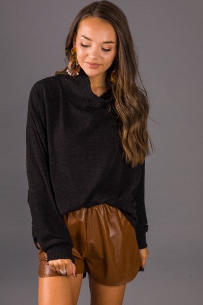 Faux Leather Shorts, Camel