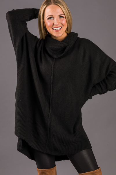 Pamela Oversize Cowl Sweater, Black