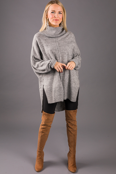 Pamela Oversize Cowl Sweater, Grey