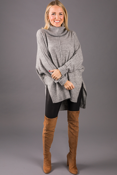 Pamela Oversize Cowl Sweater, Grey
