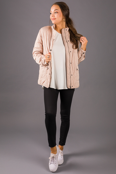 Warm Inside Quilted Jacket, Taupe