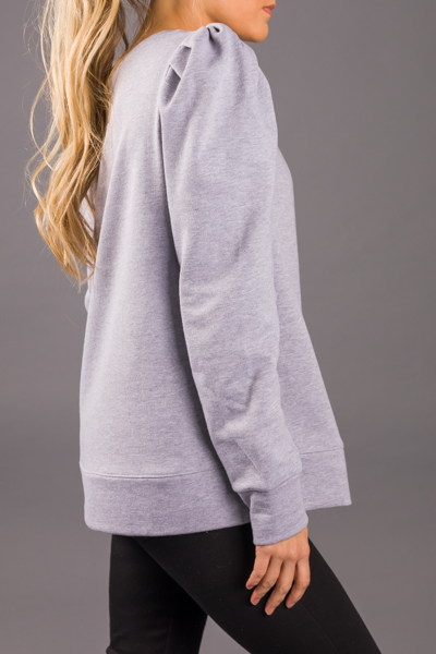 Puff Sleeve Sweatshirt, Grey