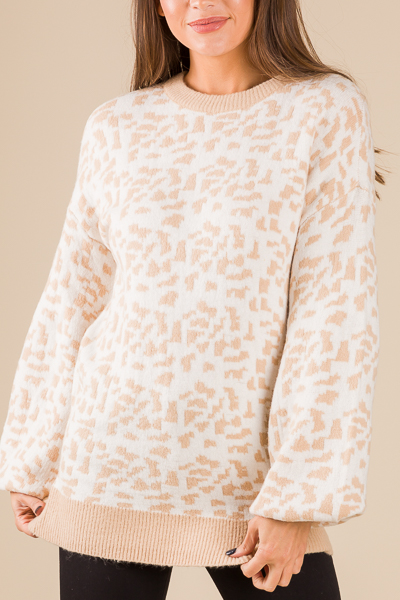 Digital Leopard Sweater, Cream