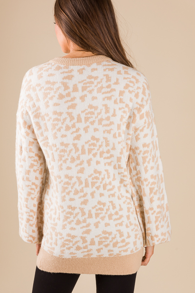 Digital Leopard Sweater, Cream