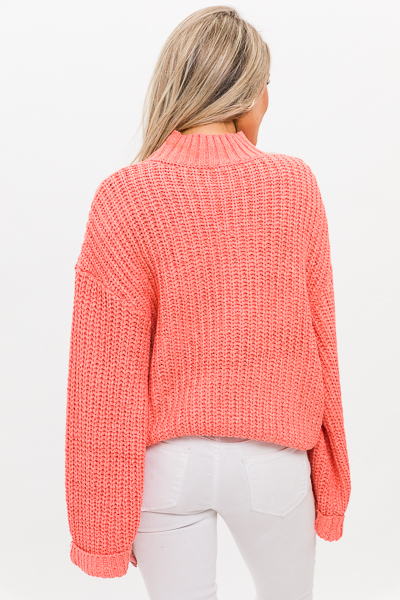 Cropped Cutie Sweater, Coral
