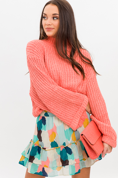 Cropped Cutie Sweater, Coral