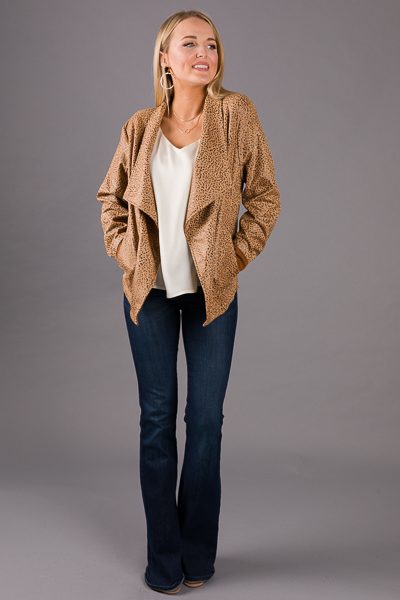 Drape Front Leopard Jacket