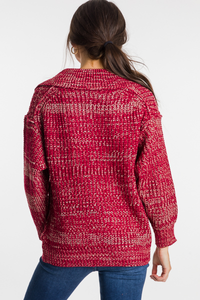 Collared Sweater, Burgundy