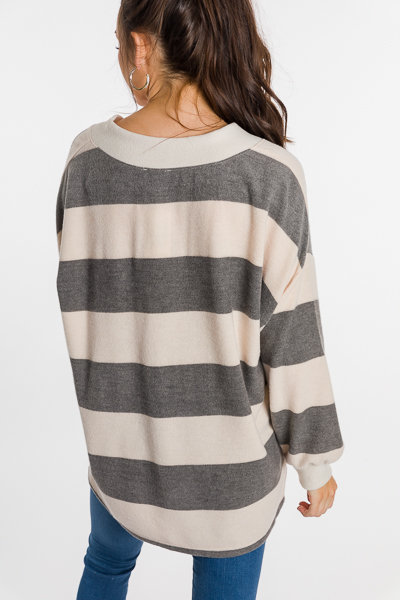 Charcoal Stripes Brushed Top