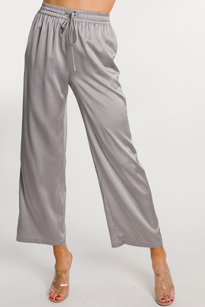 Luxe Silk Pants, Silver