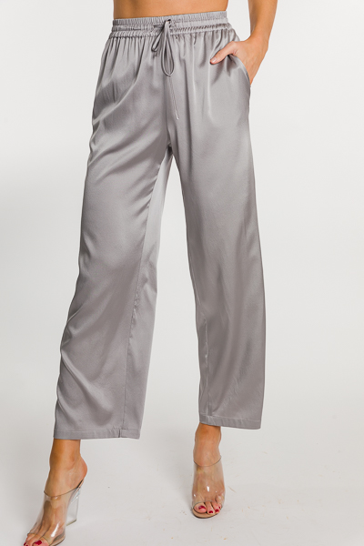 Luxe Silk Pants, Silver