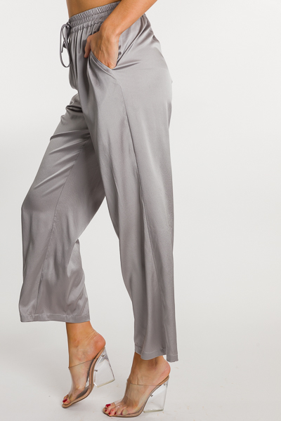 Luxe Silk Pants, Silver