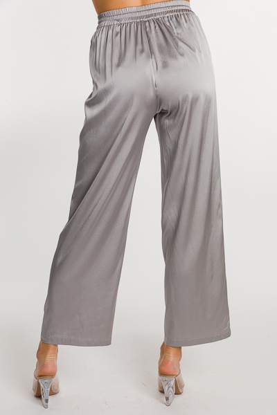 Luxe Silk Pants, Silver