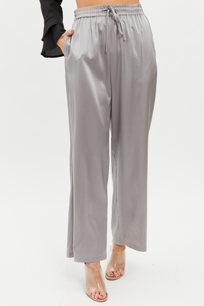 Luxe Silk Pants, Silver