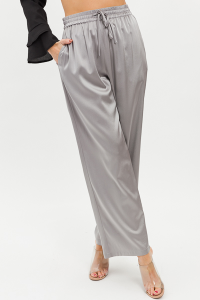 Luxe Silk Pants, Silver