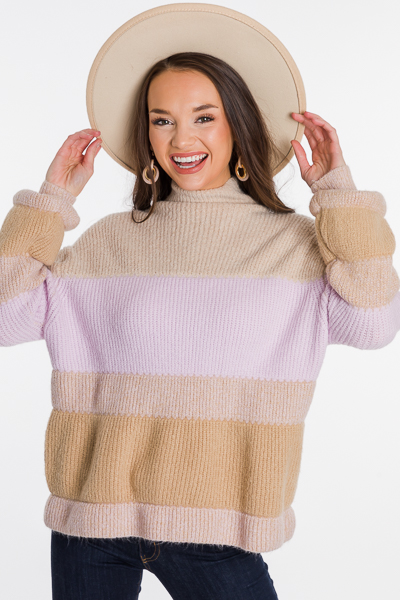 Bishop Colorblock Sweater, Lilac