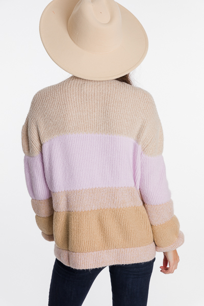 Bishop Colorblock Sweater, Lilac