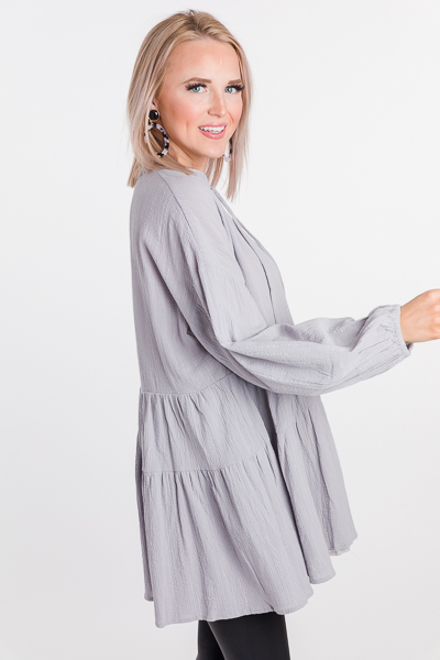 Tiered Texture Tunic, Grey