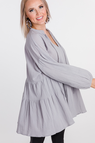 Tiered Texture Tunic, Grey