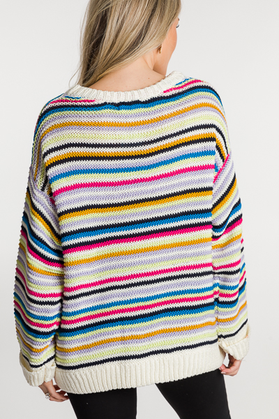 Rainbow Stitch Sweater, Cream
