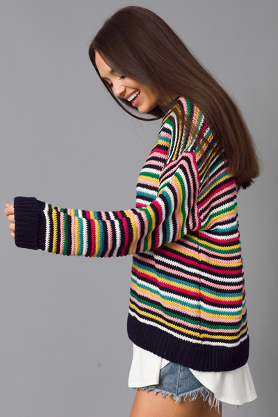 Rainbow Stitch Sweater, Navy