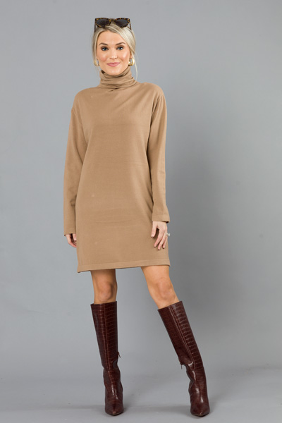 Cashmere Blend Dress, Tan