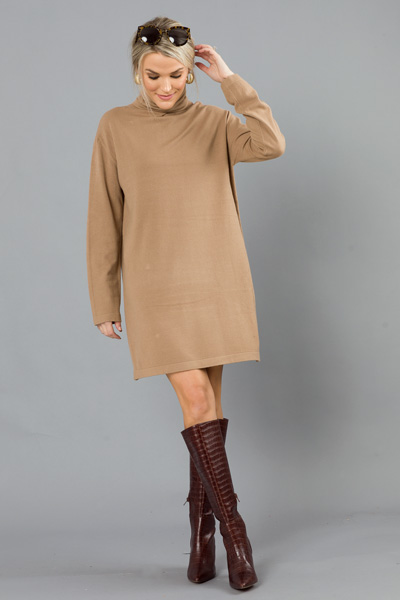 Cashmere Blend Dress, Tan