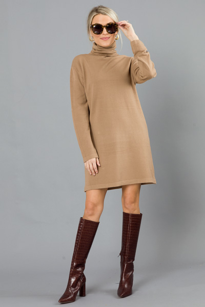 Cashmere Blend Dress, Tan