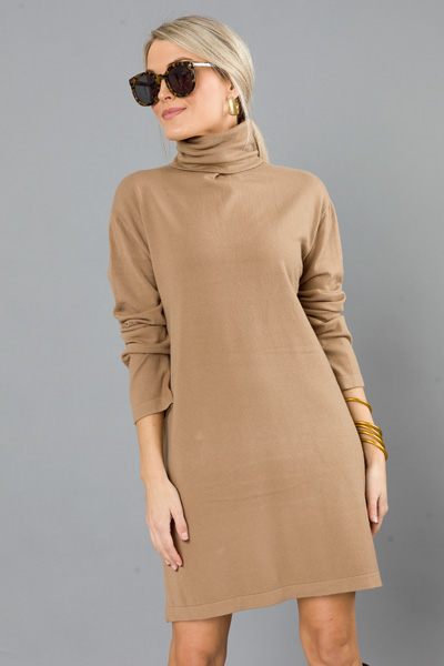 Cashmere Blend Dress, Tan