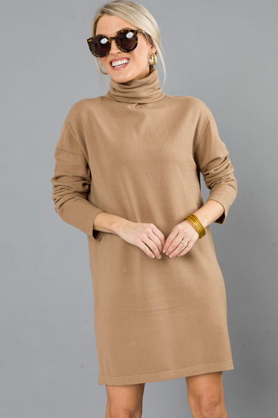 Cashmere Blend Dress, Tan