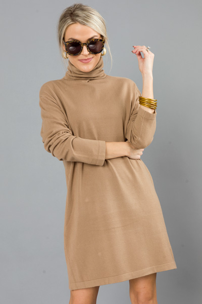 Cashmere Blend Dress, Tan