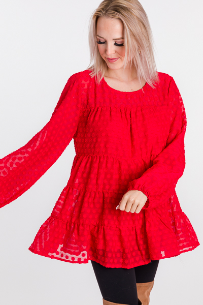 Texture Spots Blouse, Red