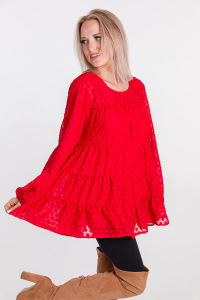 Texture Spots Blouse, Red