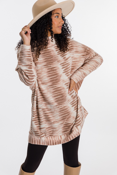 Faded Lines Oversize Pullover, Brown