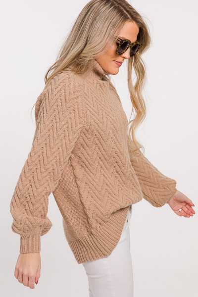 Chevron Stitch Sweater, Camel