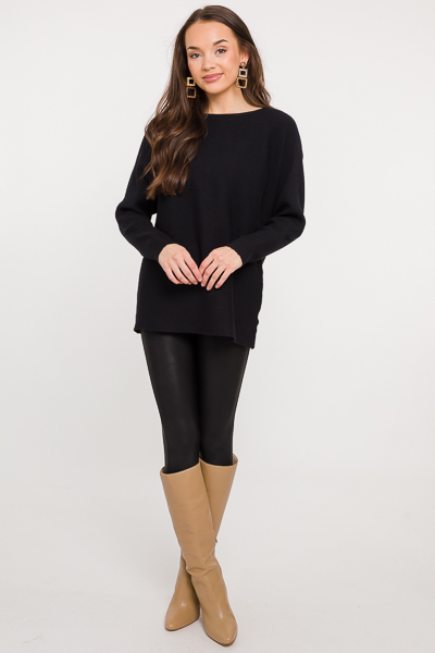 Becky Ribbed Sweater, Black