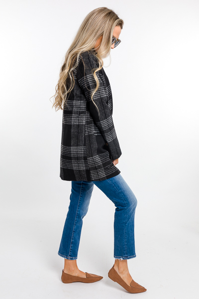 Plaid Lines Coat, Black