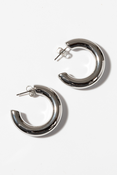 Small Tube Hoops, Silver
