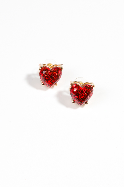 Red Heart Jewel Studs