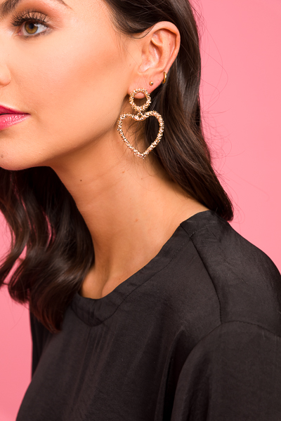 Heart Dangle Earrings, Gold
