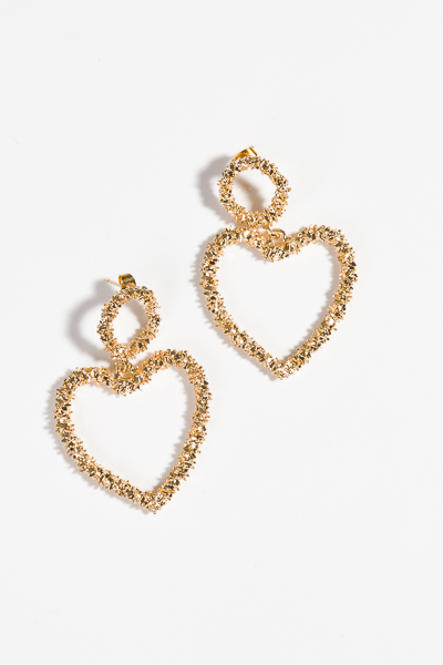 Heart Dangle Earrings, Gold
