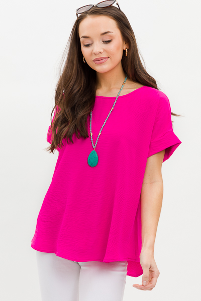 Brittany Basic Blouse, Hot Pink