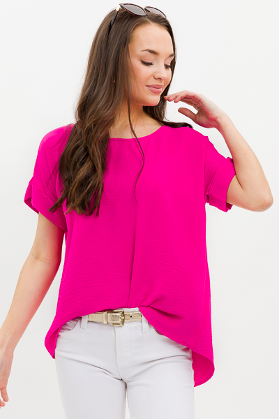 Brittany Basic Blouse, Hot Pink