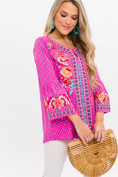 Alexis Embroidery Tunic, Pink