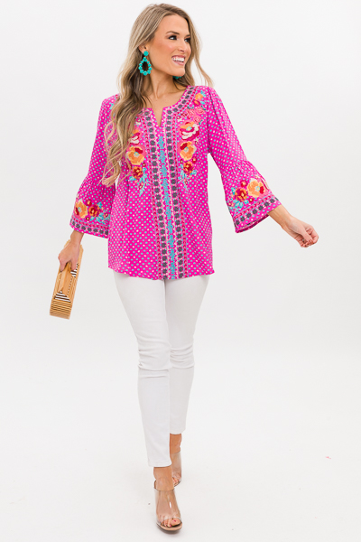 Alexis Embroidery Tunic, Pink