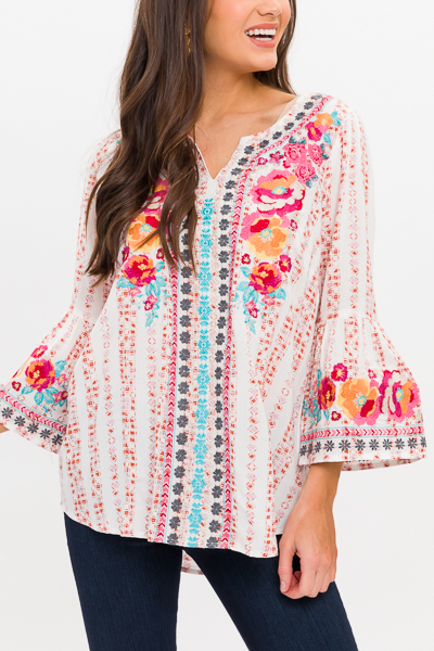 Alexis Embroidery Tunic, Ivory