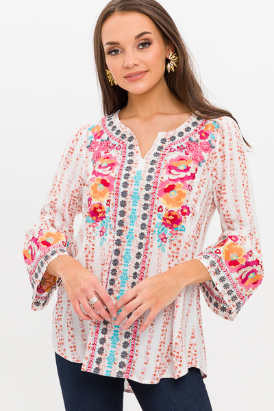 Alexis Embroidery Tunic, Ivory